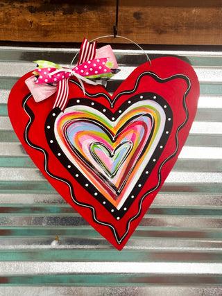 Colorful Heart Door Hanger