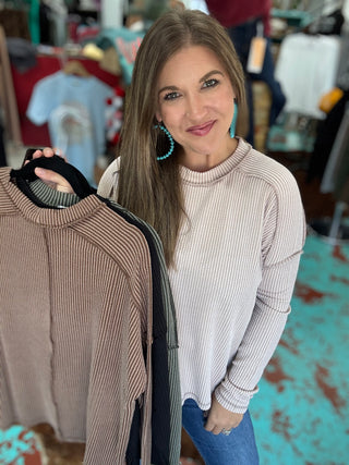 Rib Raw Boat Neck Top NEW