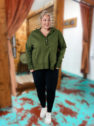 Simple Snug Snap Hooded Pullover