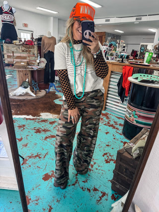 Army Camo Wide Leg Pants