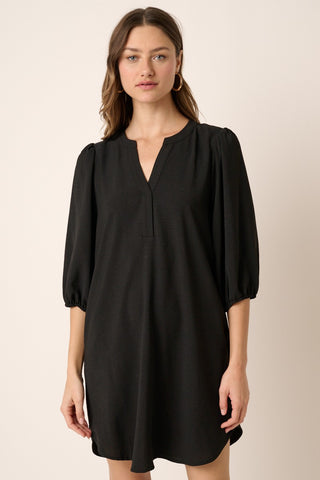 Airflow Placket Detail 3/4 Sleeve Mini Dress