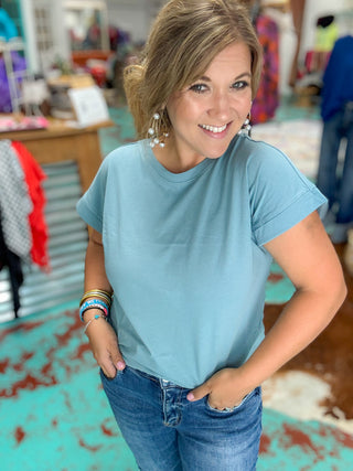 Folded Sleeve T Shirt Fall