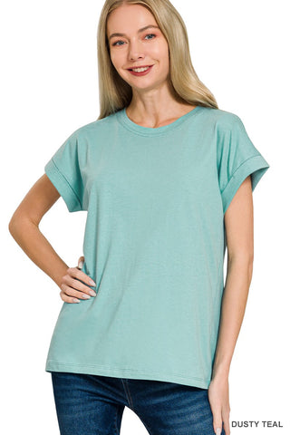 Cotton Folded Sleeve T-Shirt