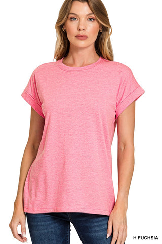 Cotton Folded Sleeve T-Shirt