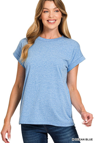 Cotton Folded Sleeve T-Shirt