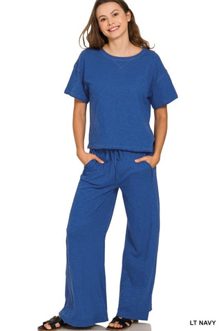Cotton Slub Tee and Pant Set