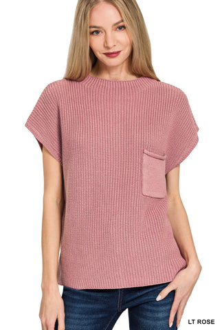 Mock Neck Short Sleeve Sweater
