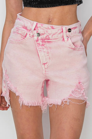 Acid Pink High Rise Crossover Shorts