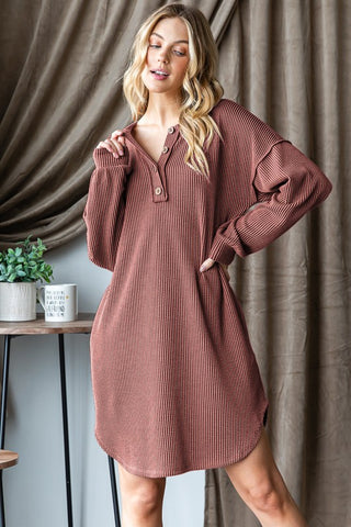 Puff Sleeve Solid Urban Ribbed Mini Dress | S-3X