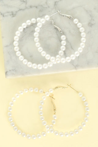 Gold Plated Pearl Hoop Earrings
