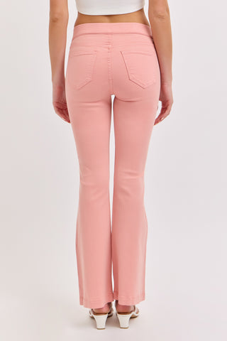 Cello Pull On Mid Rise Flare Jeggings - Coral Peach