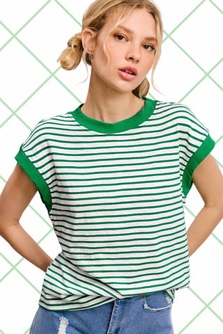 Nautical Cap Sleeve Striped Top