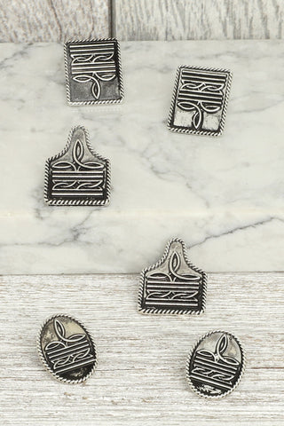 Boot Stitch Stud Earrings