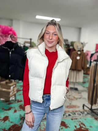 High Neck Puffer Vest with Zip Front