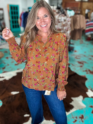 Caramel Floral Top