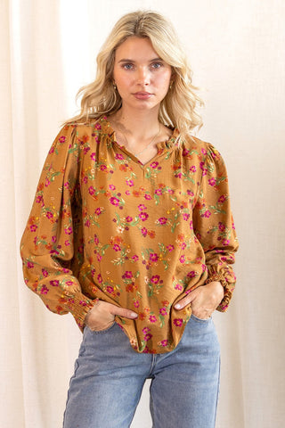 Caramel Floral Top
