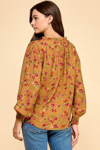 Caramel Floral Top
