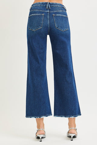 Tummy Control Stretch High Rise Crop Wide Jeans