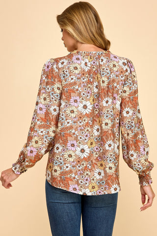 Floral Print Long Sleeve Blouse