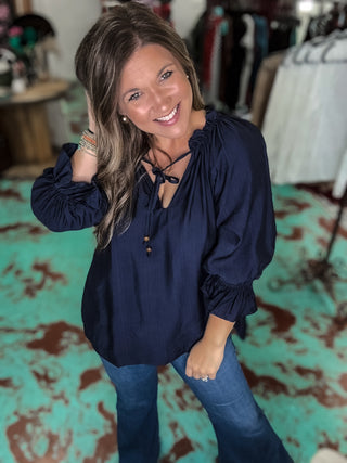 Midnight Vneck Blouse