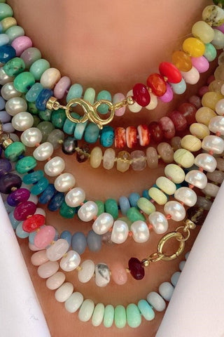 Natural Stone Semi-Precious Glass Mixed Necklace
