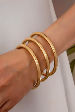 Chunky Triple Tube Gold Bracelets