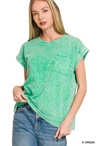 Halo Snow Washed Cuffed  Short Sleeve Tee