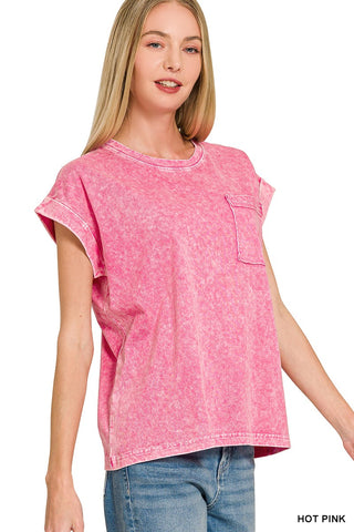 Halo Snow Washed Cuffed  Short Sleeve Tee