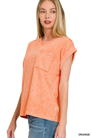 Halo Snow Washed Cuffed  Short Sleeve Tee