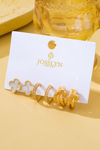 Gold Clover Huggie Set