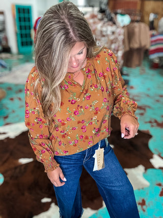 Caramel Floral Top