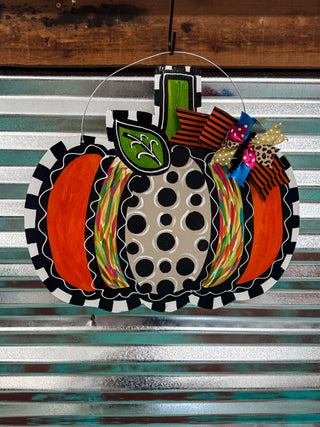 Patterned Pumpkin Door Hanger