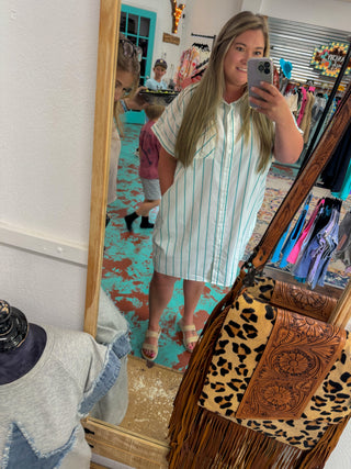 Plus Size Stripe Short Sleeve Dress
