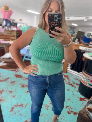 Washed Ribbed Tank Top