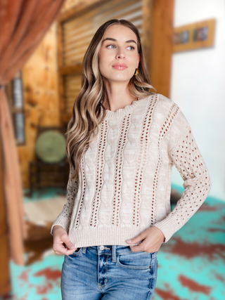 A Note of Thanks Cable Knit Sweater