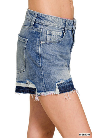 Distressed Double Hem Shorts