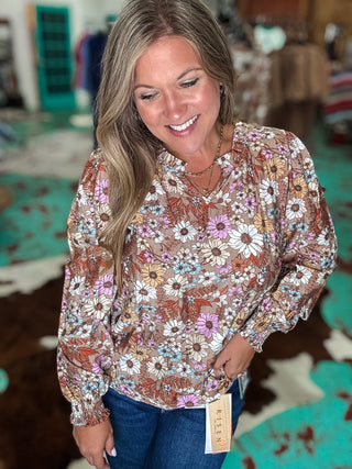 Floral Print Long Sleeve Blouse