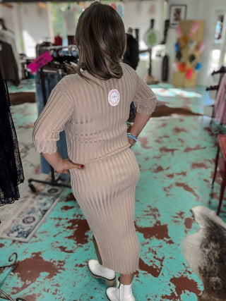 Ribbed Knit Midi Sweater Dress