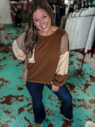 Cable Knit Combo Pocket Top