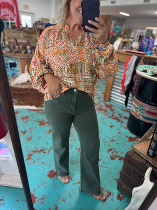 Fallen Ballon Sleeve Top