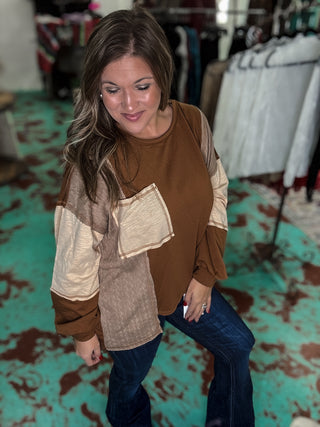 Cable Knit Combo Pocket Top