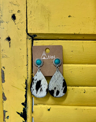 Cowhide Stone Earrings