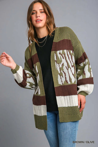 Multi Color Colorblock Sweater Cardigan