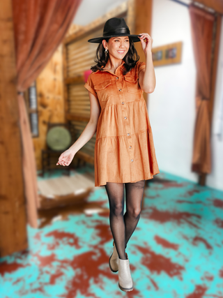 Don't Hang Up Faux Suede Shirt Dress
