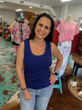 Ribbed Scoop Neck Tank Top