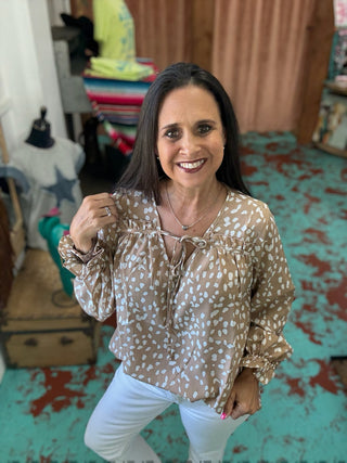 Spot Print Woven Top