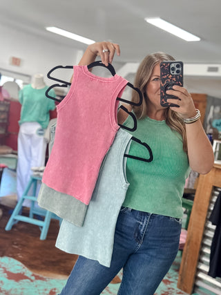 Washed Ribbed Tank Top
