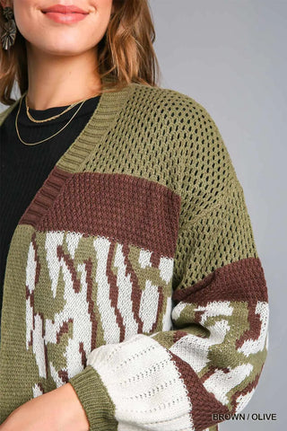 Multi Color Colorblock Sweater Cardigan