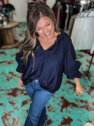 Midnight Vneck Blouse