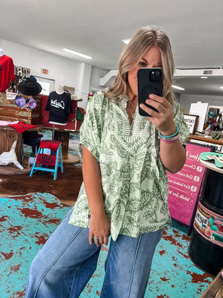 Botanical Print Mixed Top
